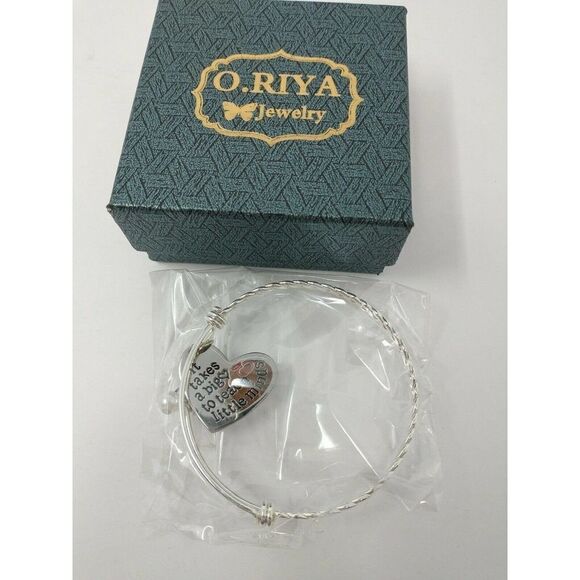 Wire Bangle Bracelet "It Takes a Big Heart..." - Picture 1 of 6